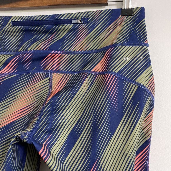 Nike Running Power Epic Run Crop Leggings Women's S Orange Green Blue Workout - Picture 8 of 9